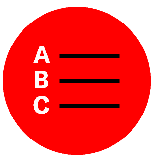 Red black and white list icon
