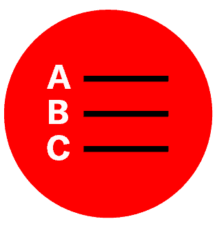 Red black and white list icon