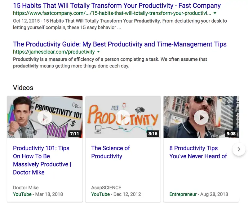 search results for productivity