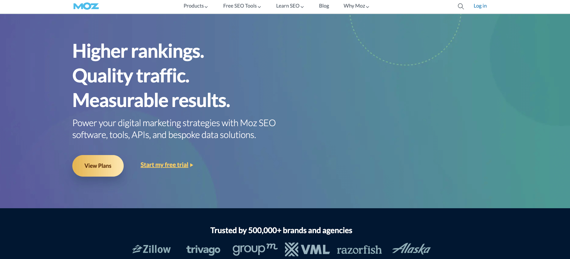 The Moz homepage.