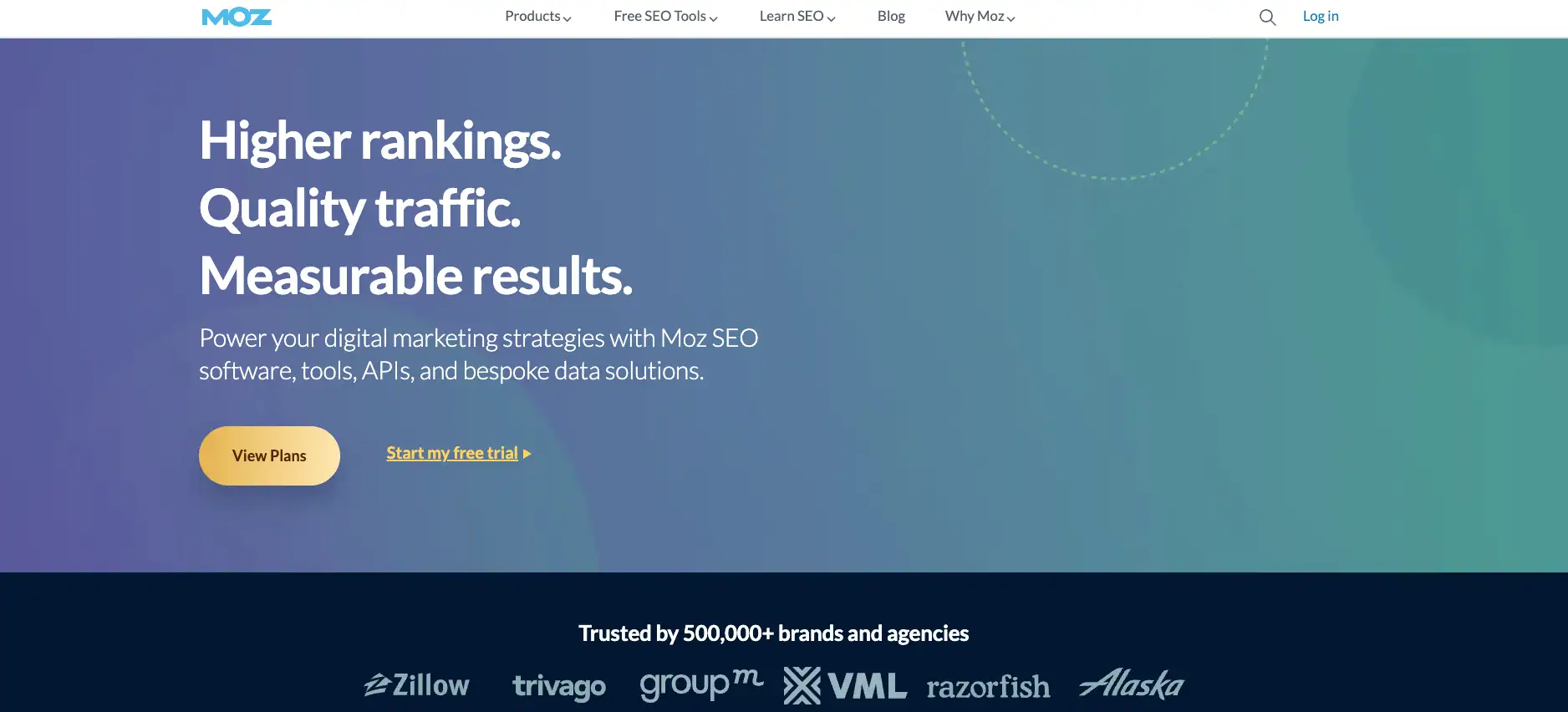 The Moz homepage.