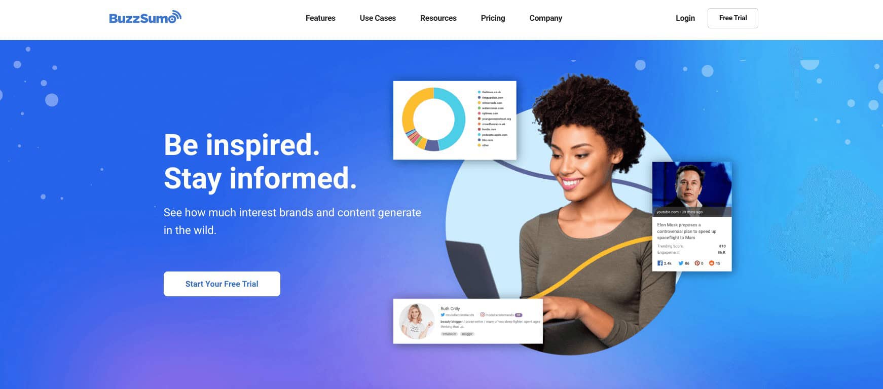 The BuzzSumo homepage.