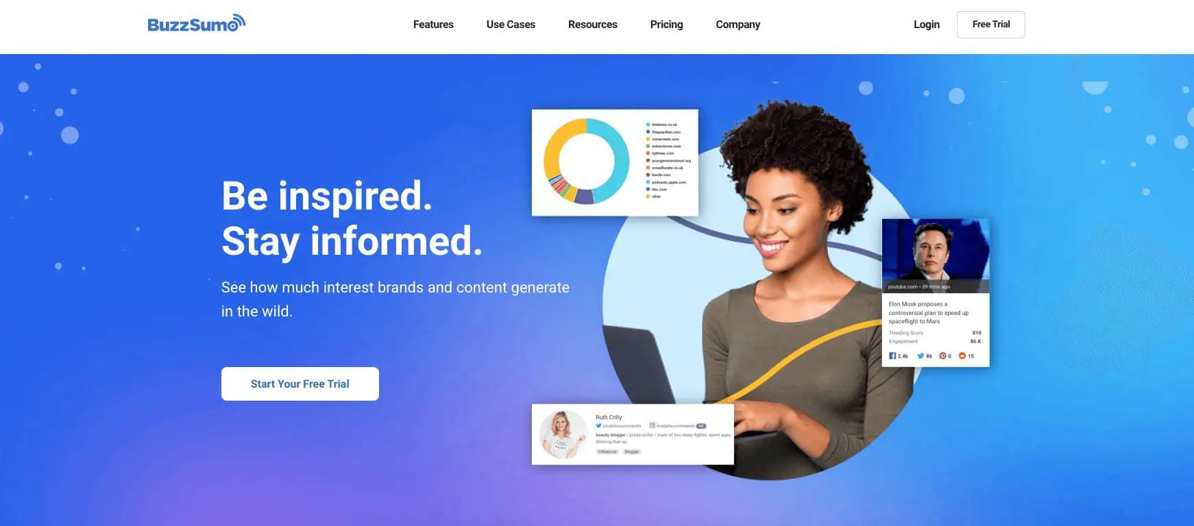 The BuzzSumo homepage.