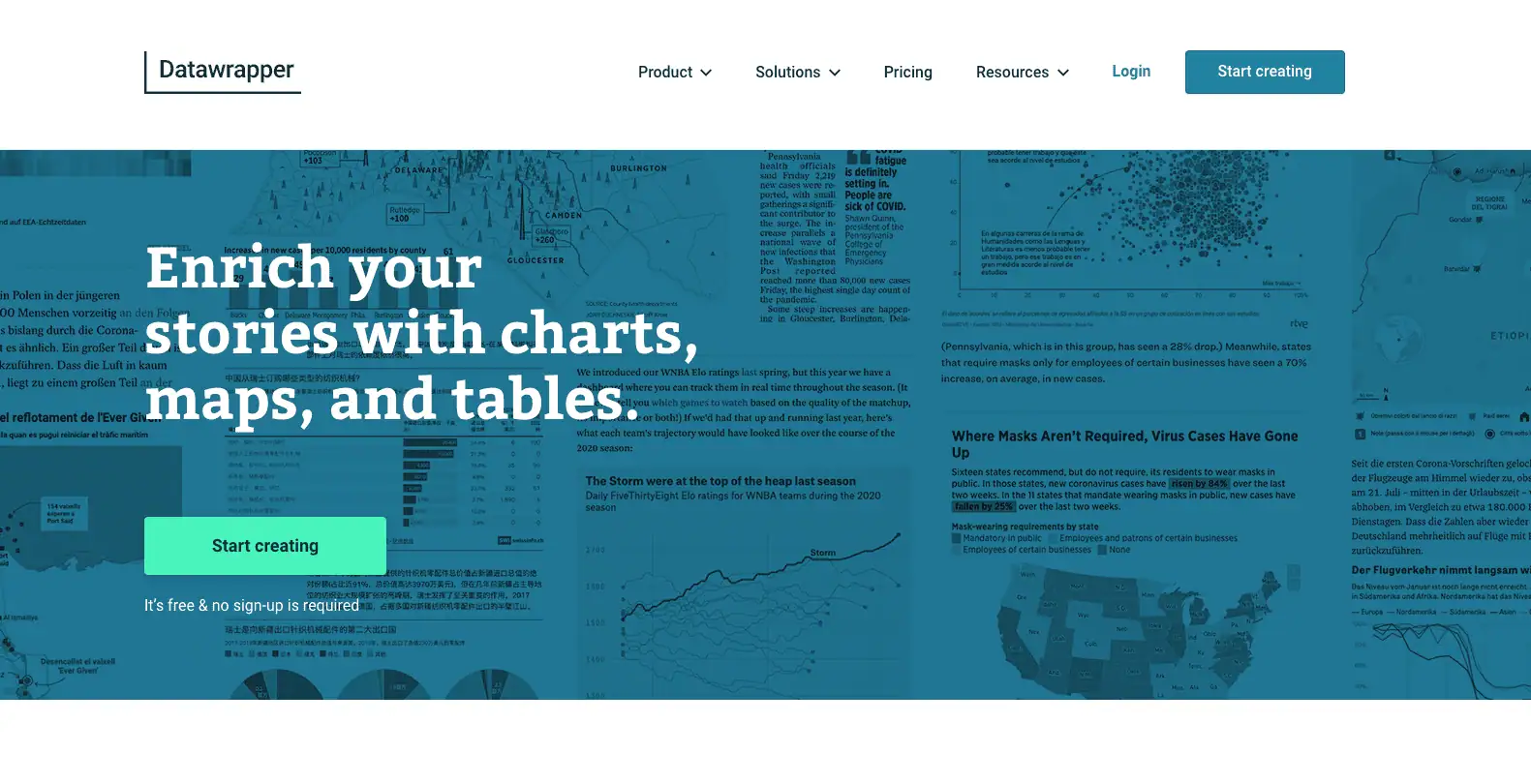 The Datawrapper homepage.