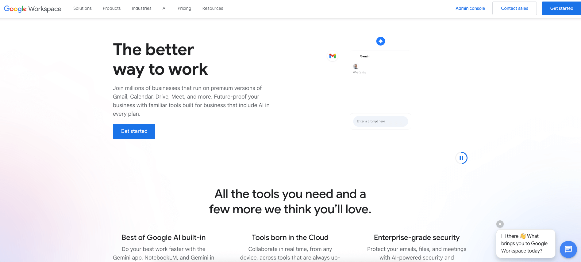 The Google Workspace homepage.