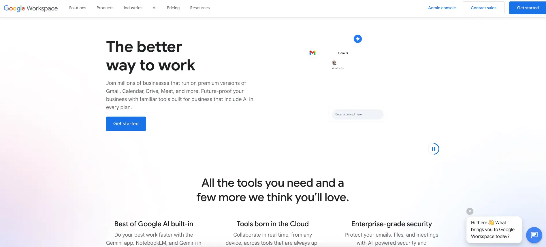 The Google Workspace homepage.