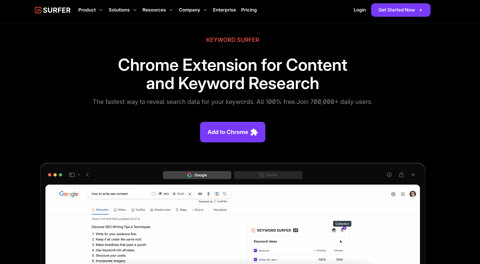 The Keyword Surfer extension.