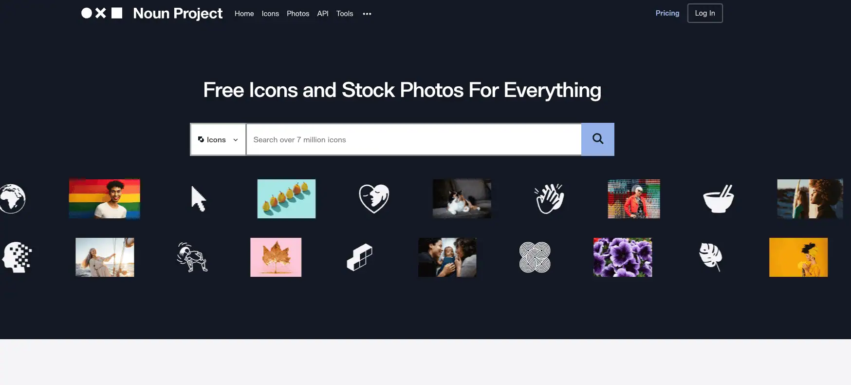 The Noun Project homepage.