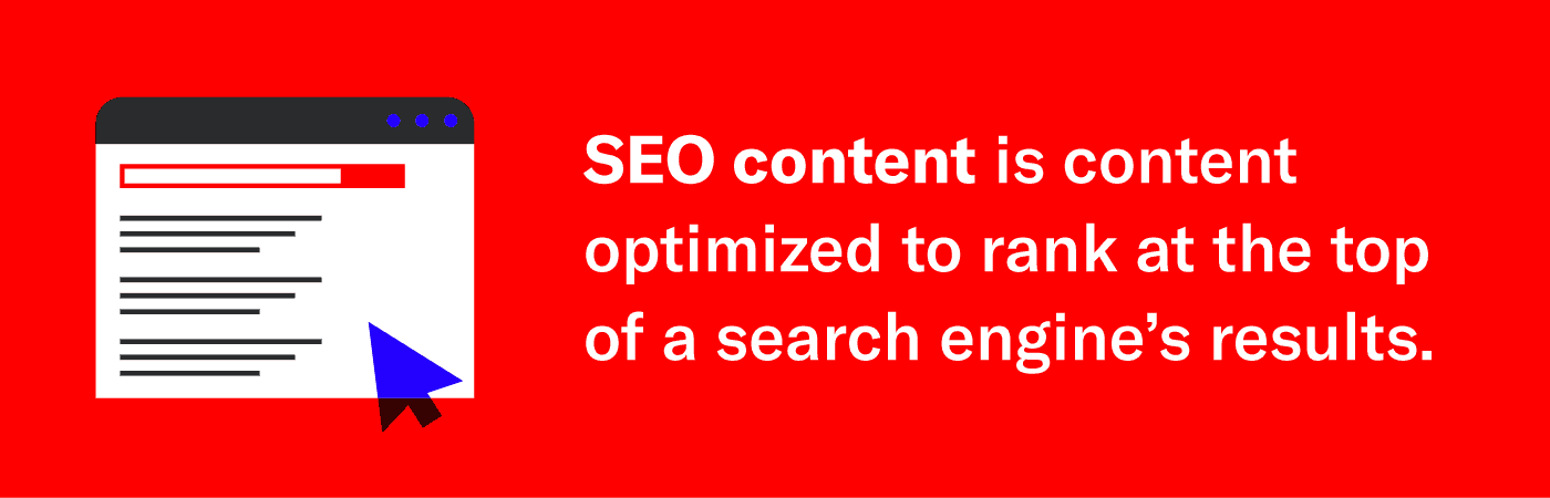graphic describing what seo content is