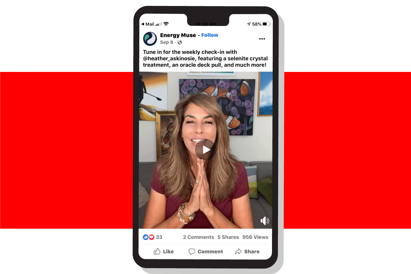 preview of a facebook post on a smartphone screen