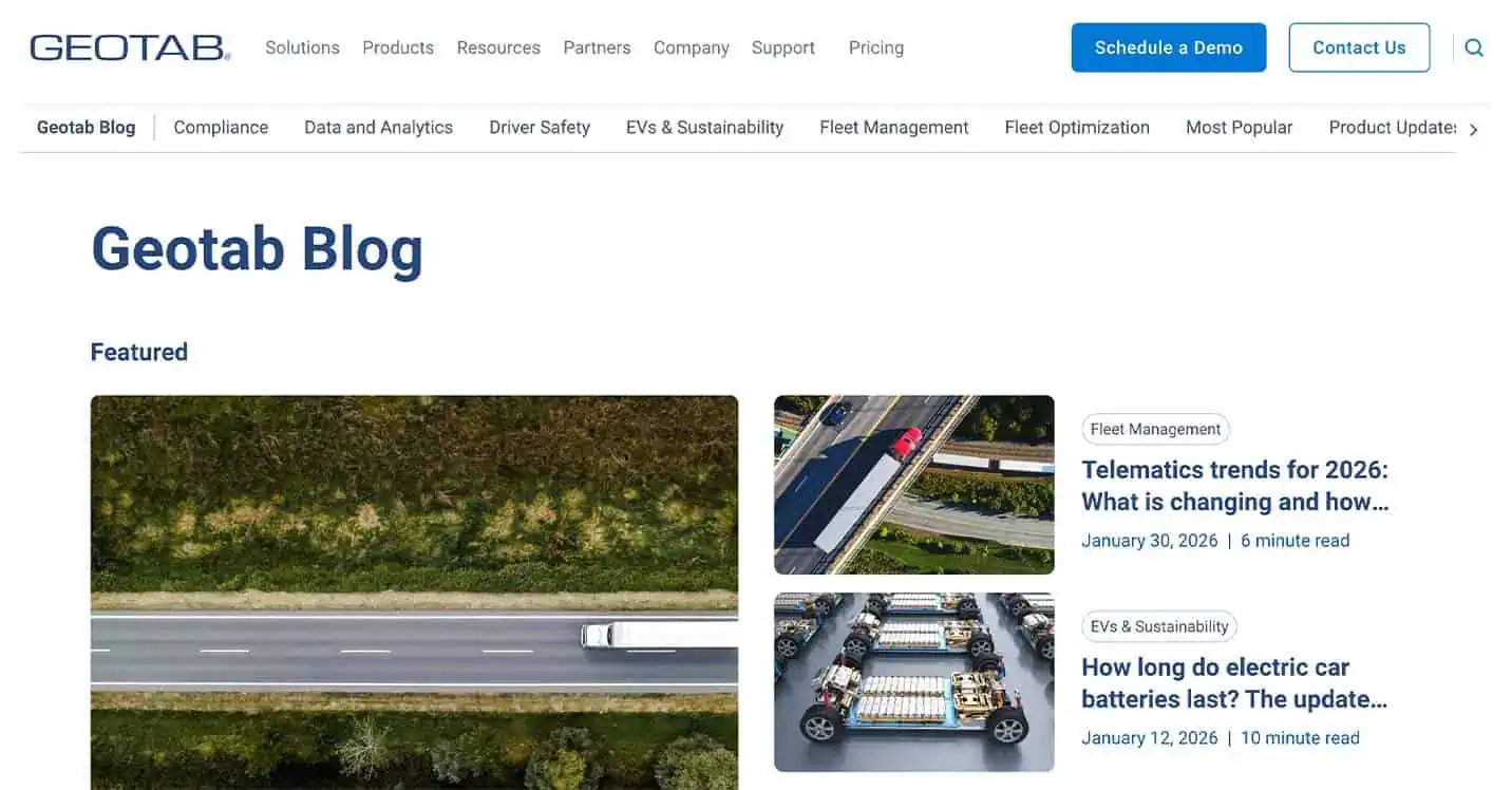Geotab blog homepage