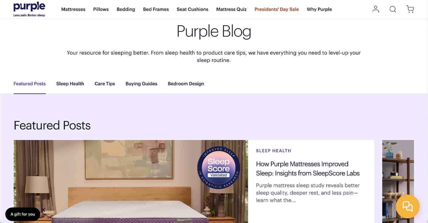 Purple blog homepage