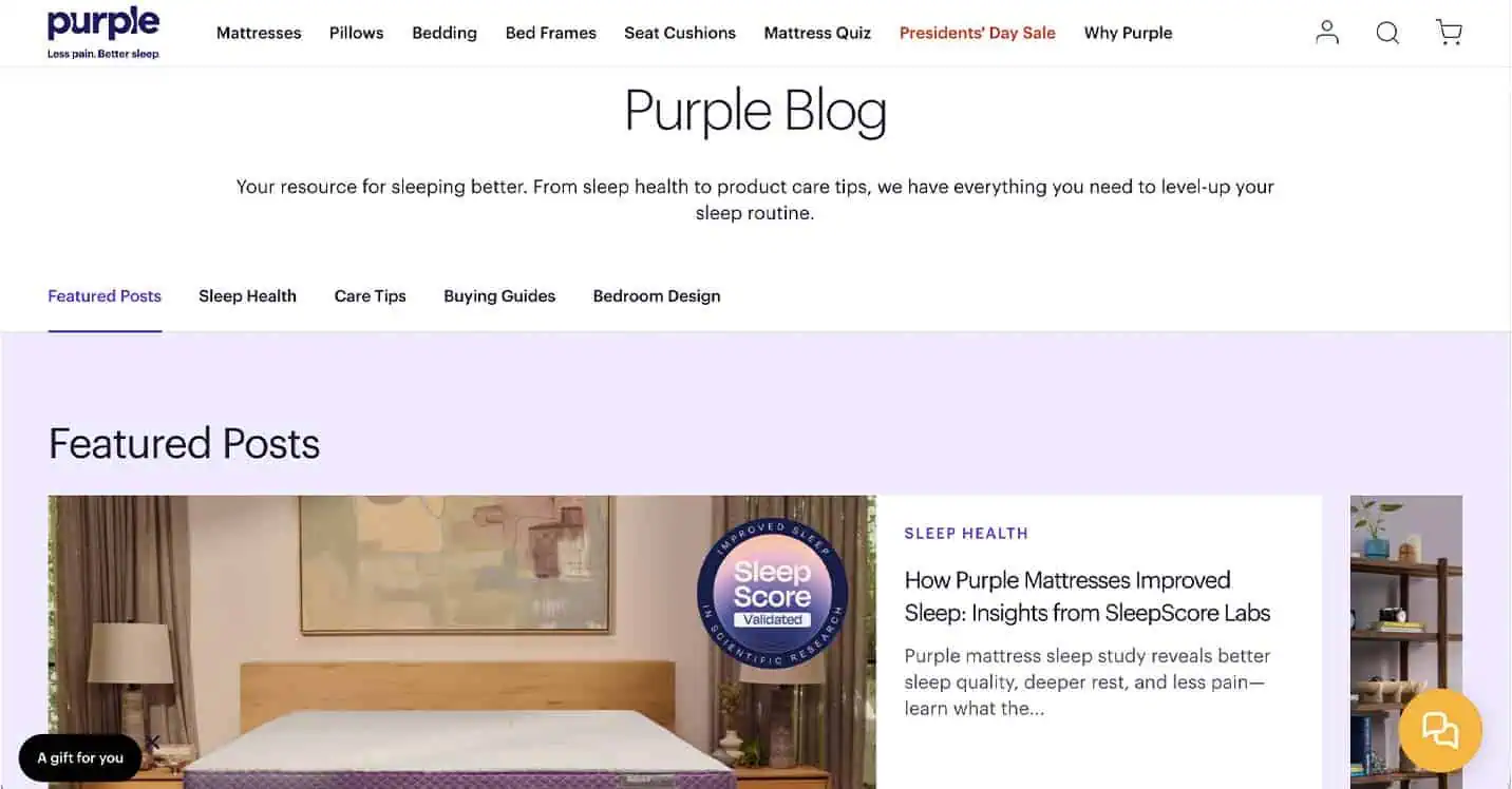 Purple blog homepage