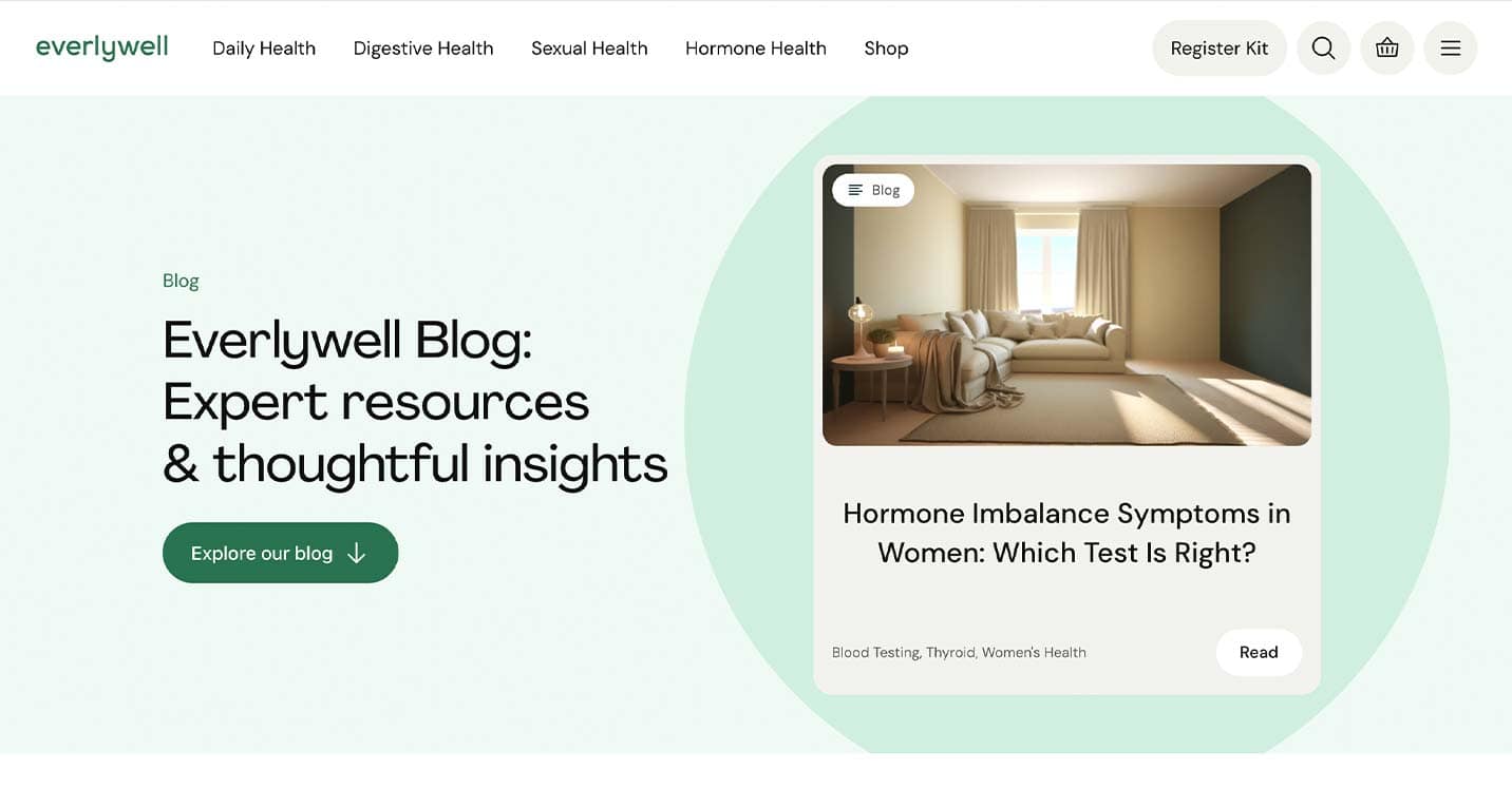 Everlywell blog homepage