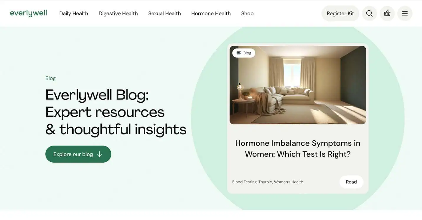 Everlywell blog homepage