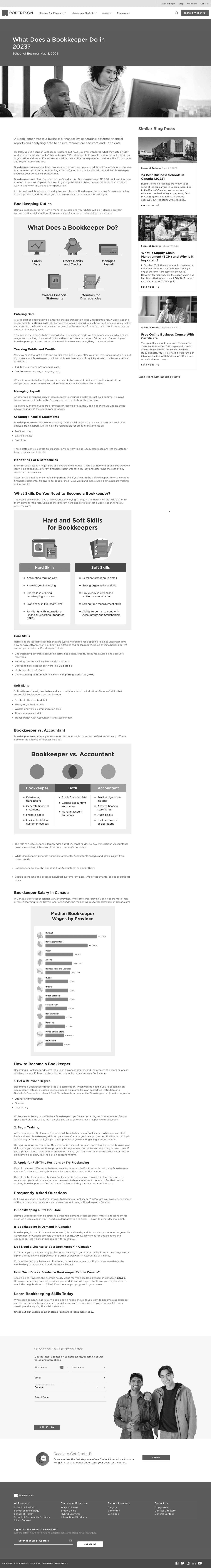 Screenshot of Robertson College's post page before redesign