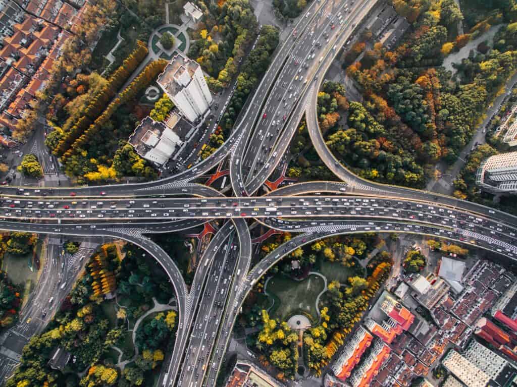 Freeway junction to symbolize the directions that can be taken during link building outreach.