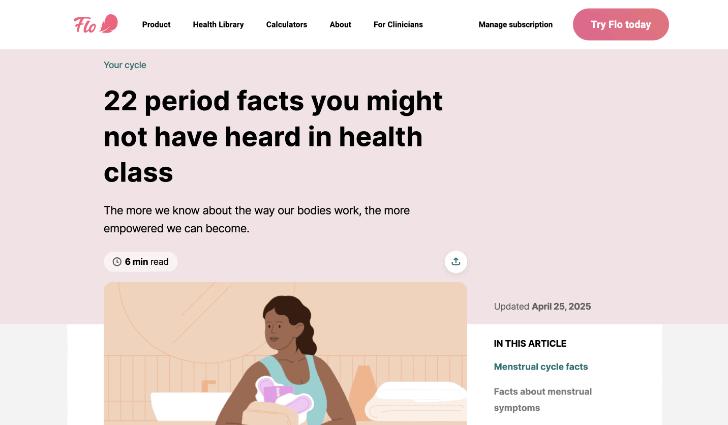 Flo's Period Facts data studies digital PR example.