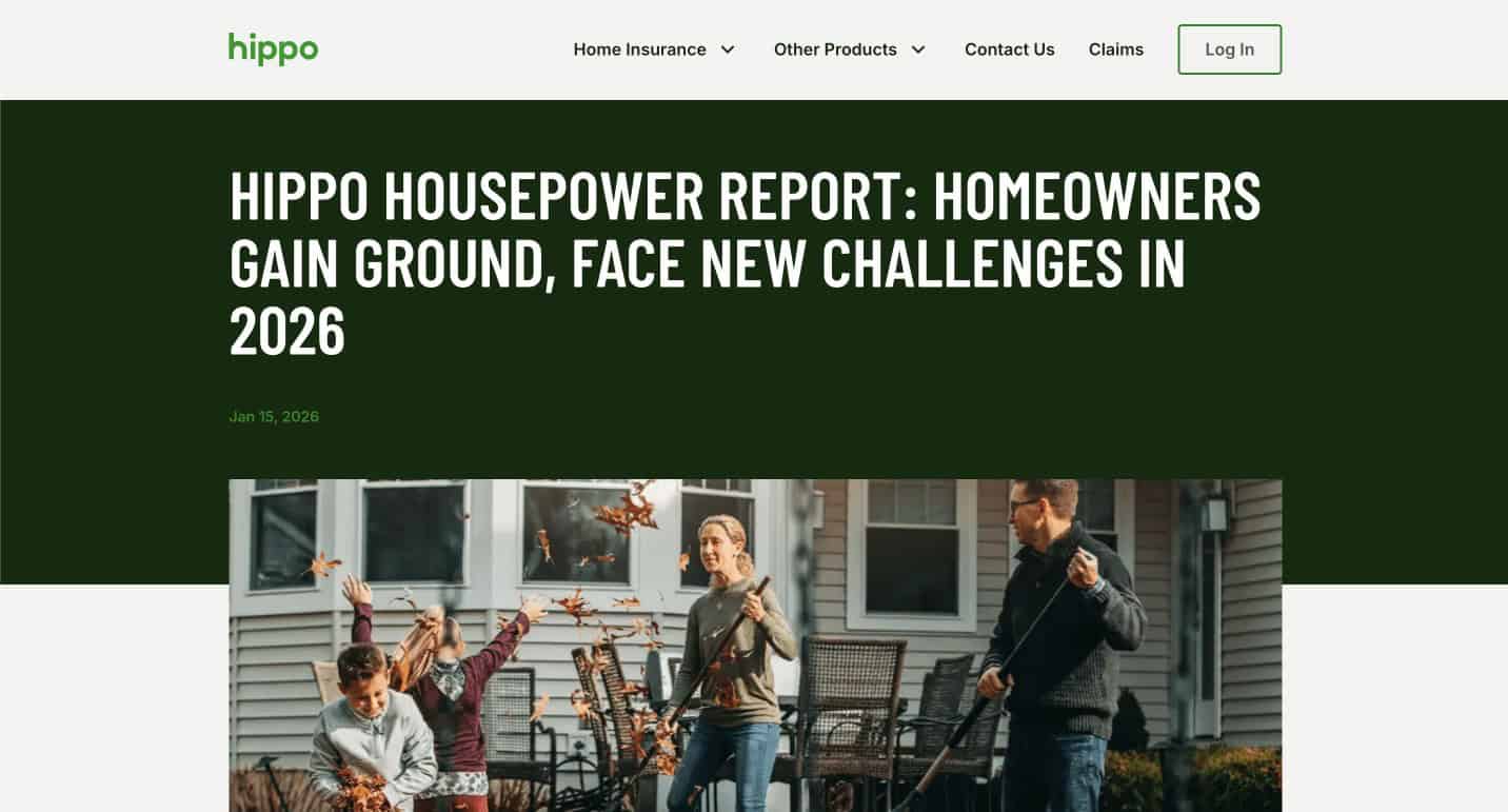 Hippo's Housepower Report survey digital PR example.
