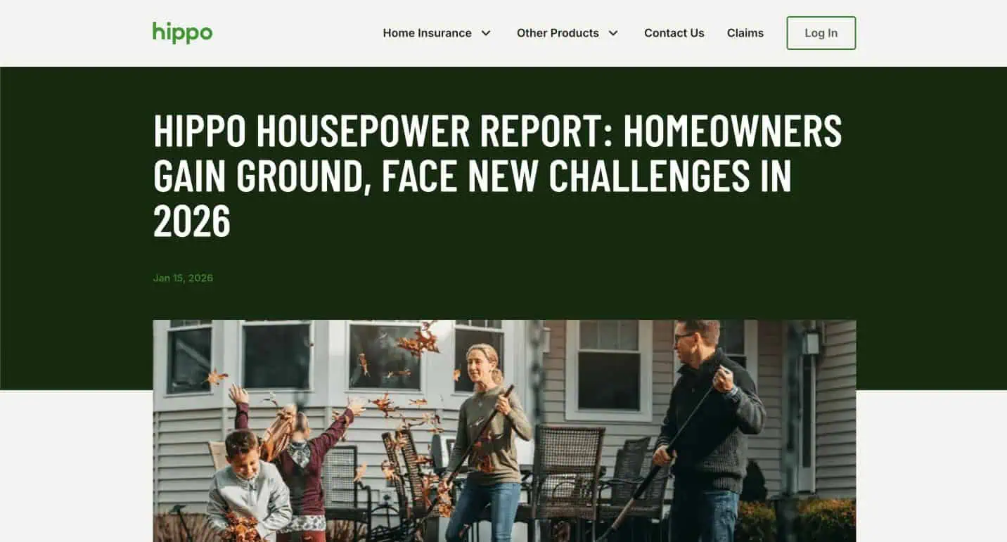 Hippo's Housepower Report survey digital PR example.