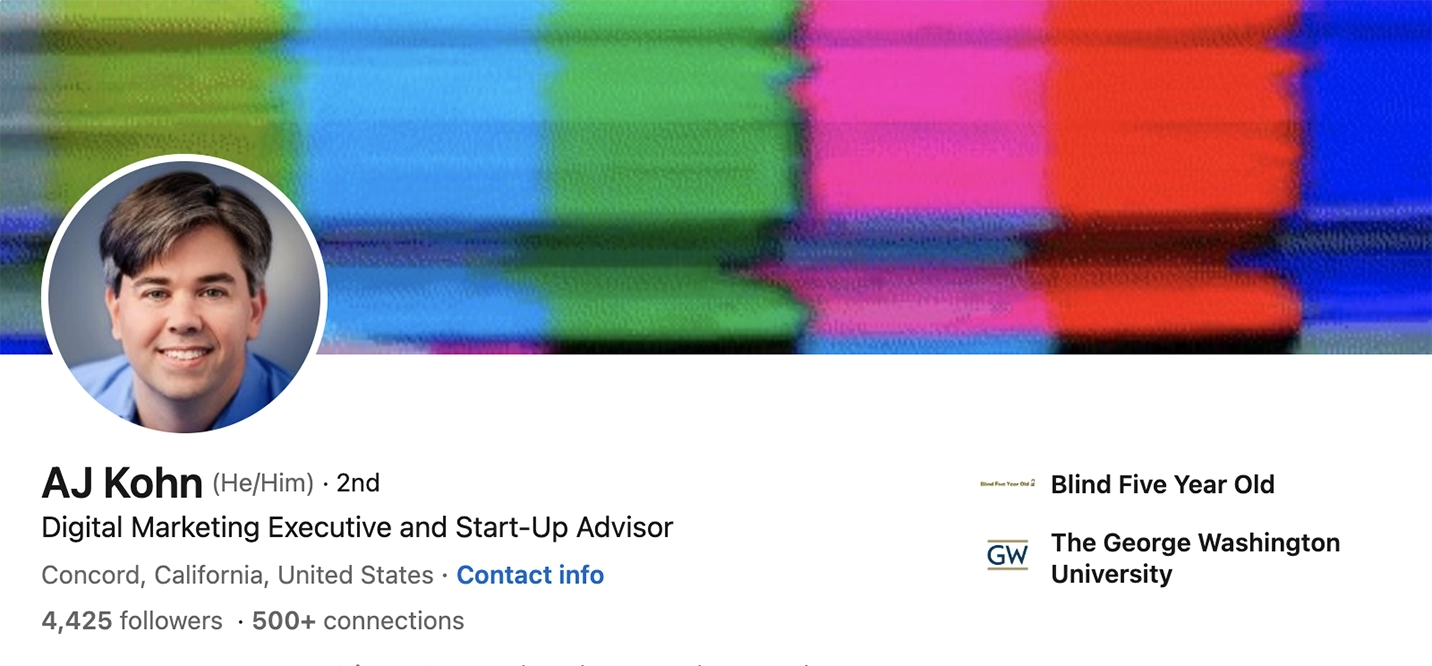 Screenshot of AJ Kohn’s LinkedIn profile.