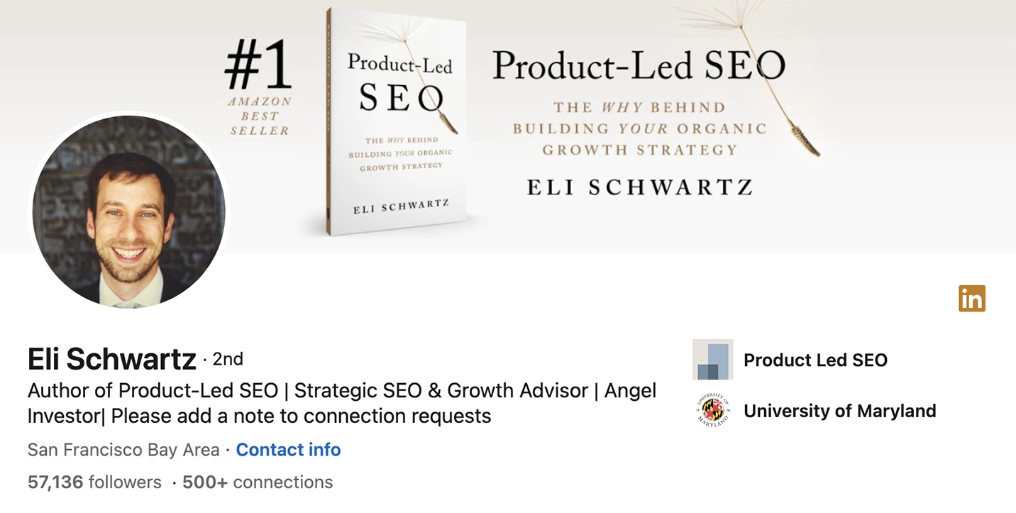 Screenshot of Eli Schwartz’s LinkedIn profile.