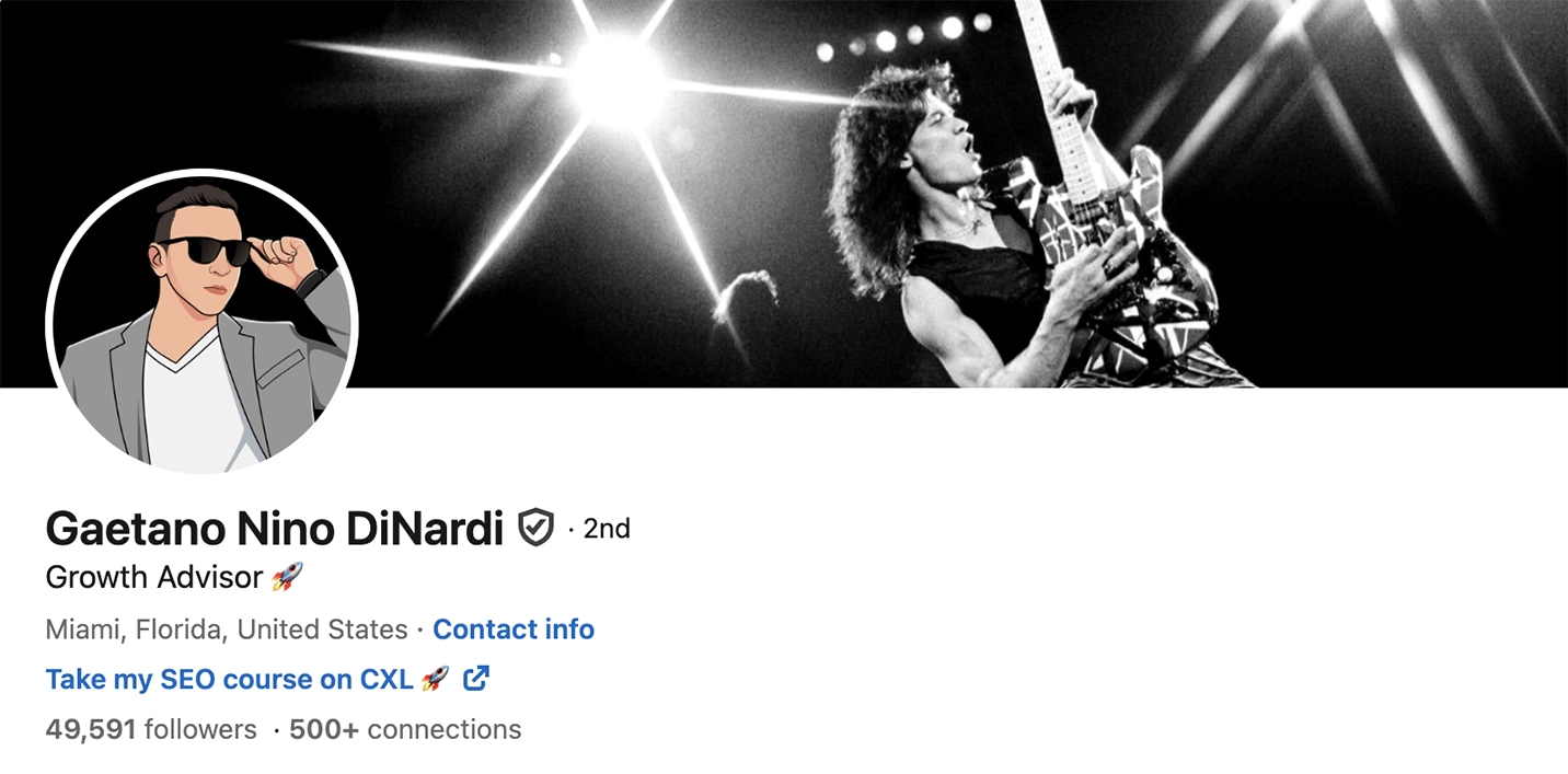Screenshot of Gaetano DiNardi’s LinkedIn profile.