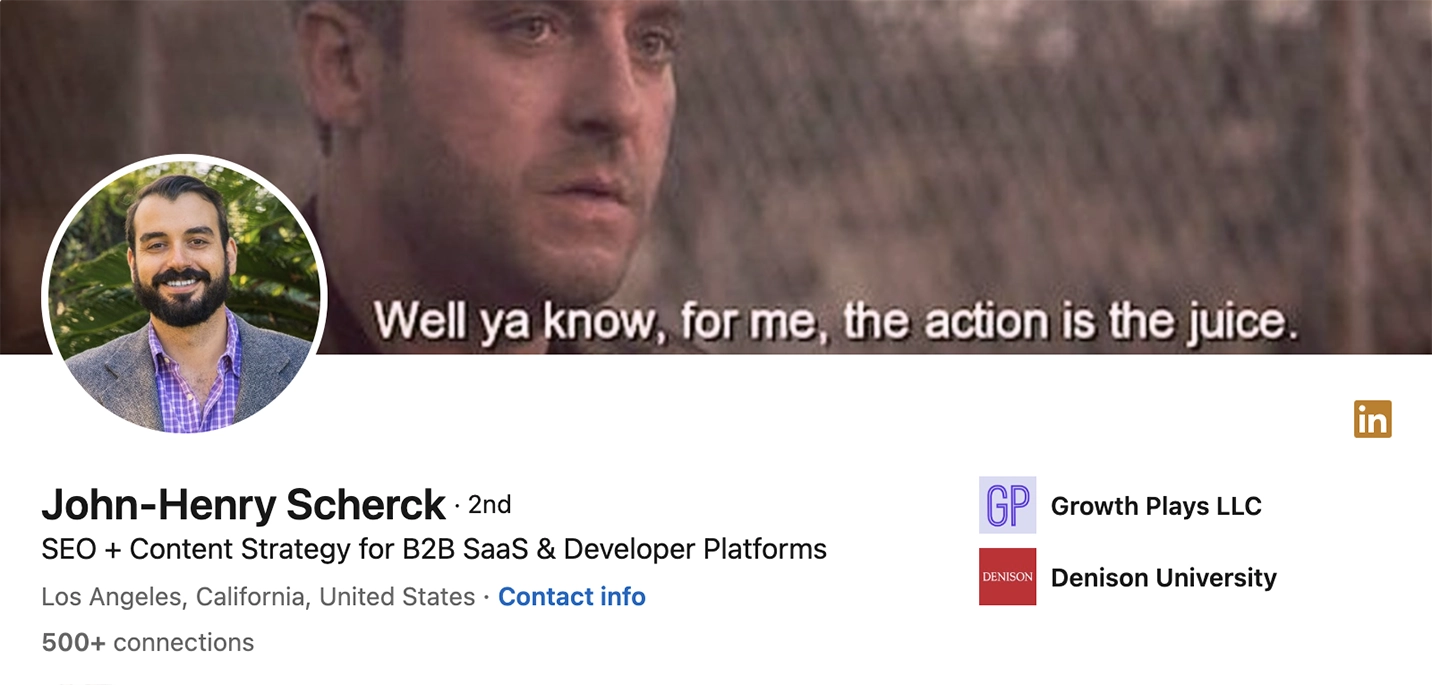 Screenshot of John-Henry Scherck’s LinkedIn profile.
