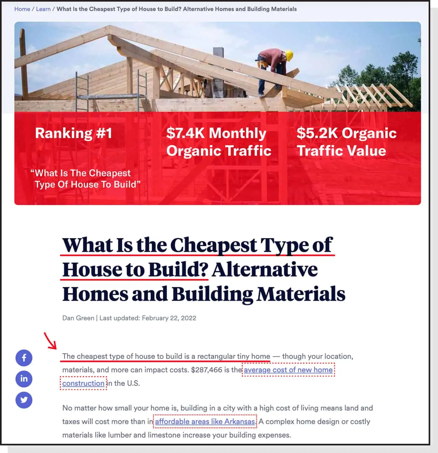 Screenshot of Homebuyer blog post, example of strong passive link content