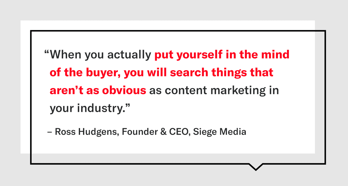 Quote by Ross Hudgens on less obvious keyword research tips