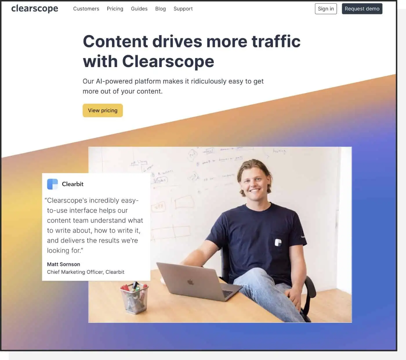 Screenshot of Clearscope website