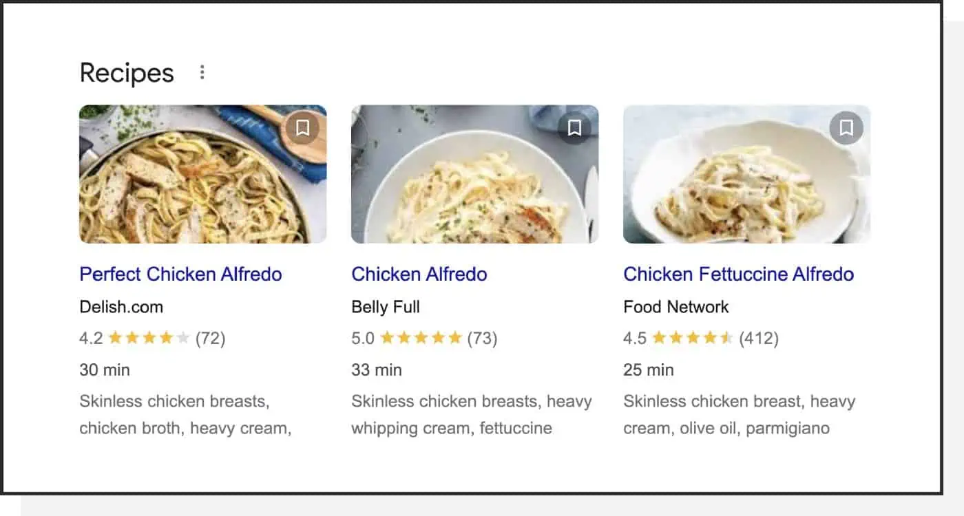 An image showing an example of rich snippets on a Google search