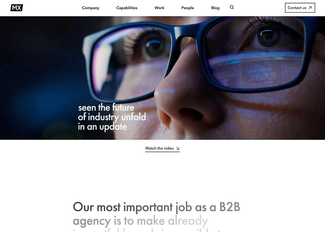 A screenshot of MX's website.