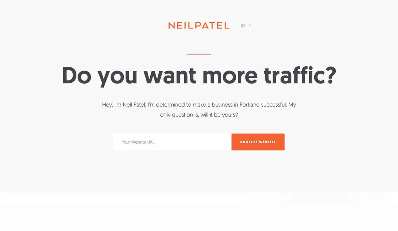 Screenshot of the Neil Patel homepage