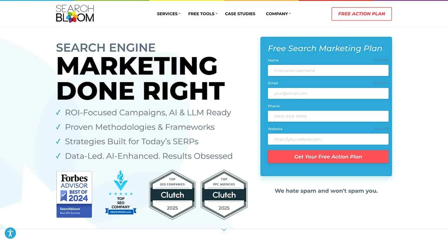 Searchbloom homepage