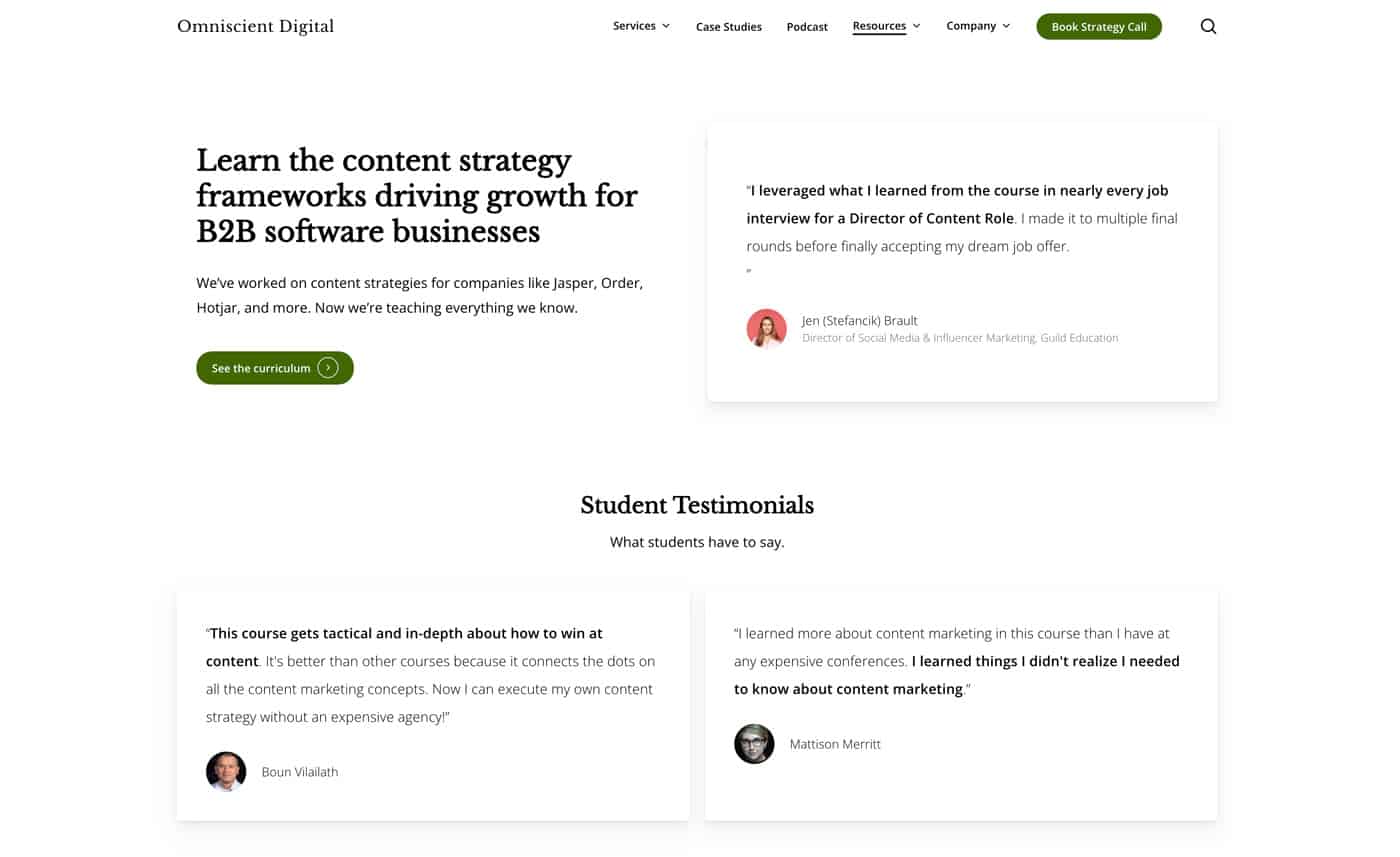 content strategy course homepage