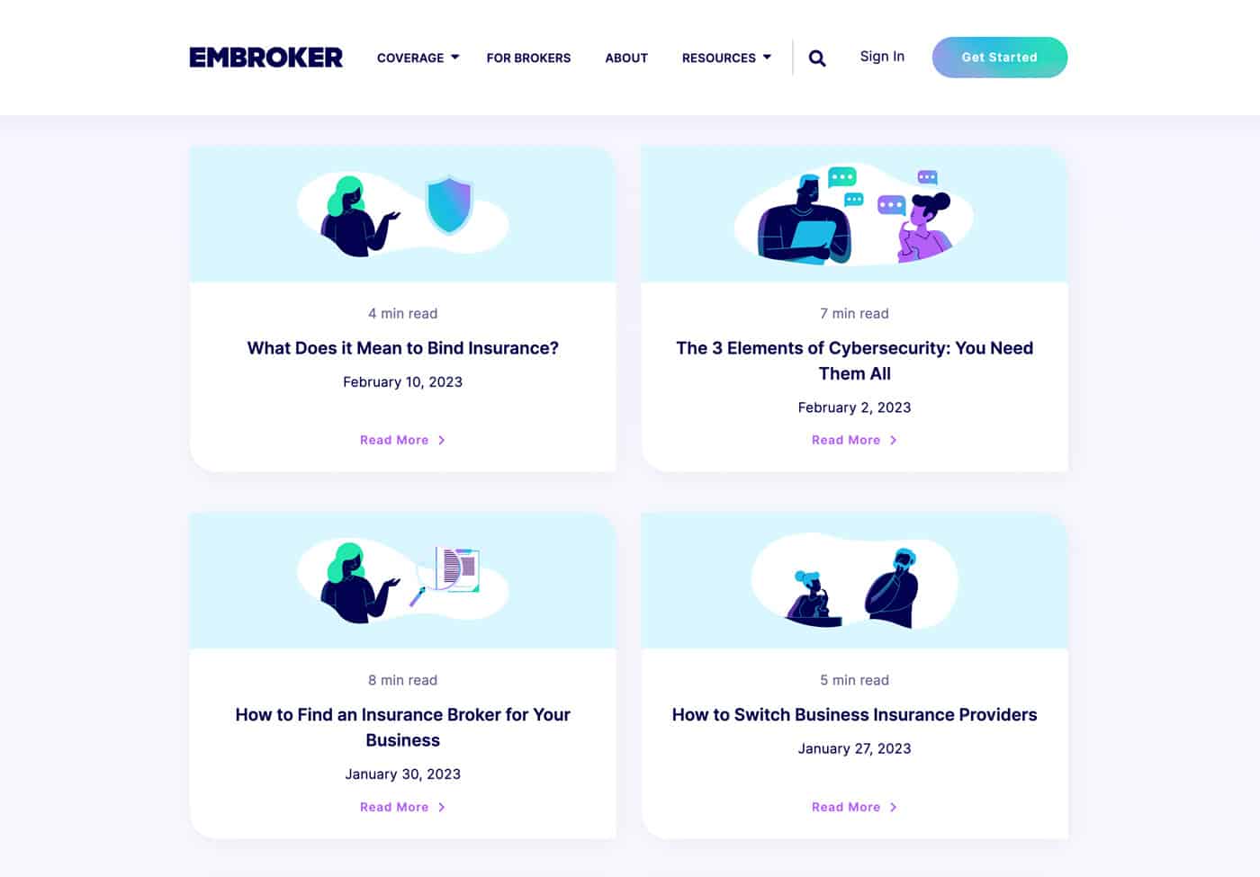 A screenshot of Embroker's blog