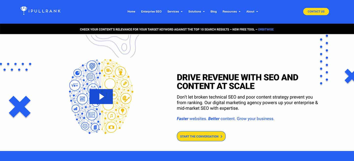 A screenshot of iPullRank's homepage