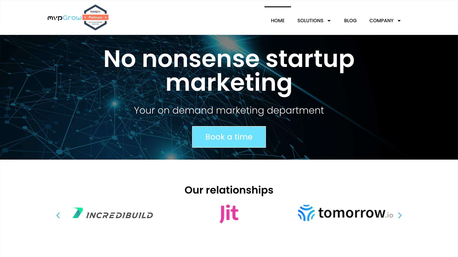 Screenshot of mvpGrow's website