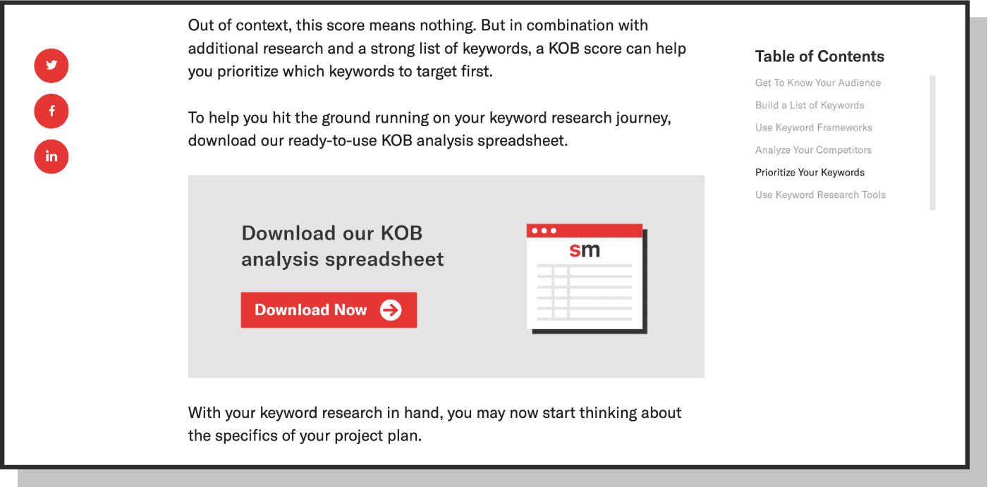A screenshot displaying an example of an in-post cta
