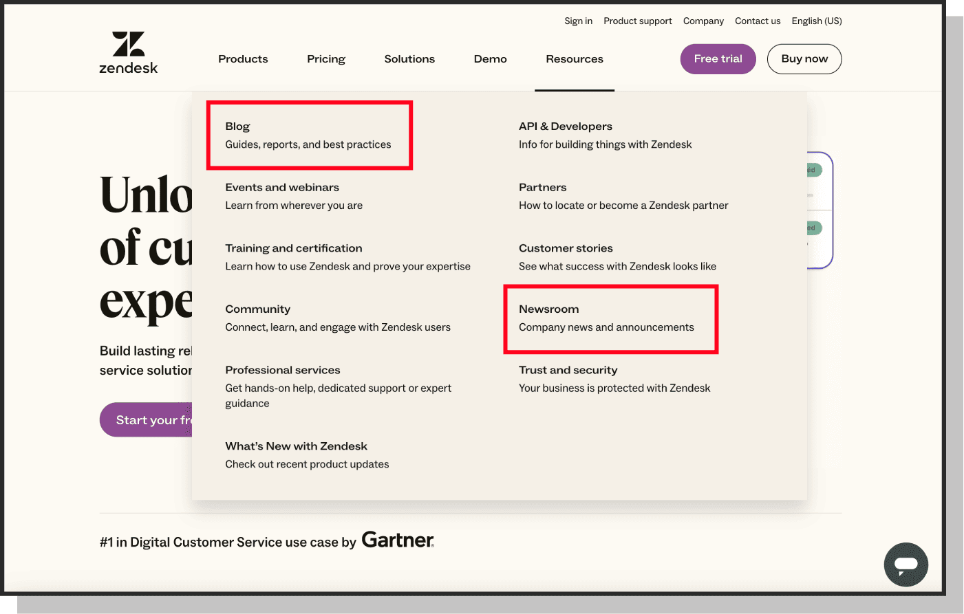 A screenshot highlighting different learning resources in the navigation