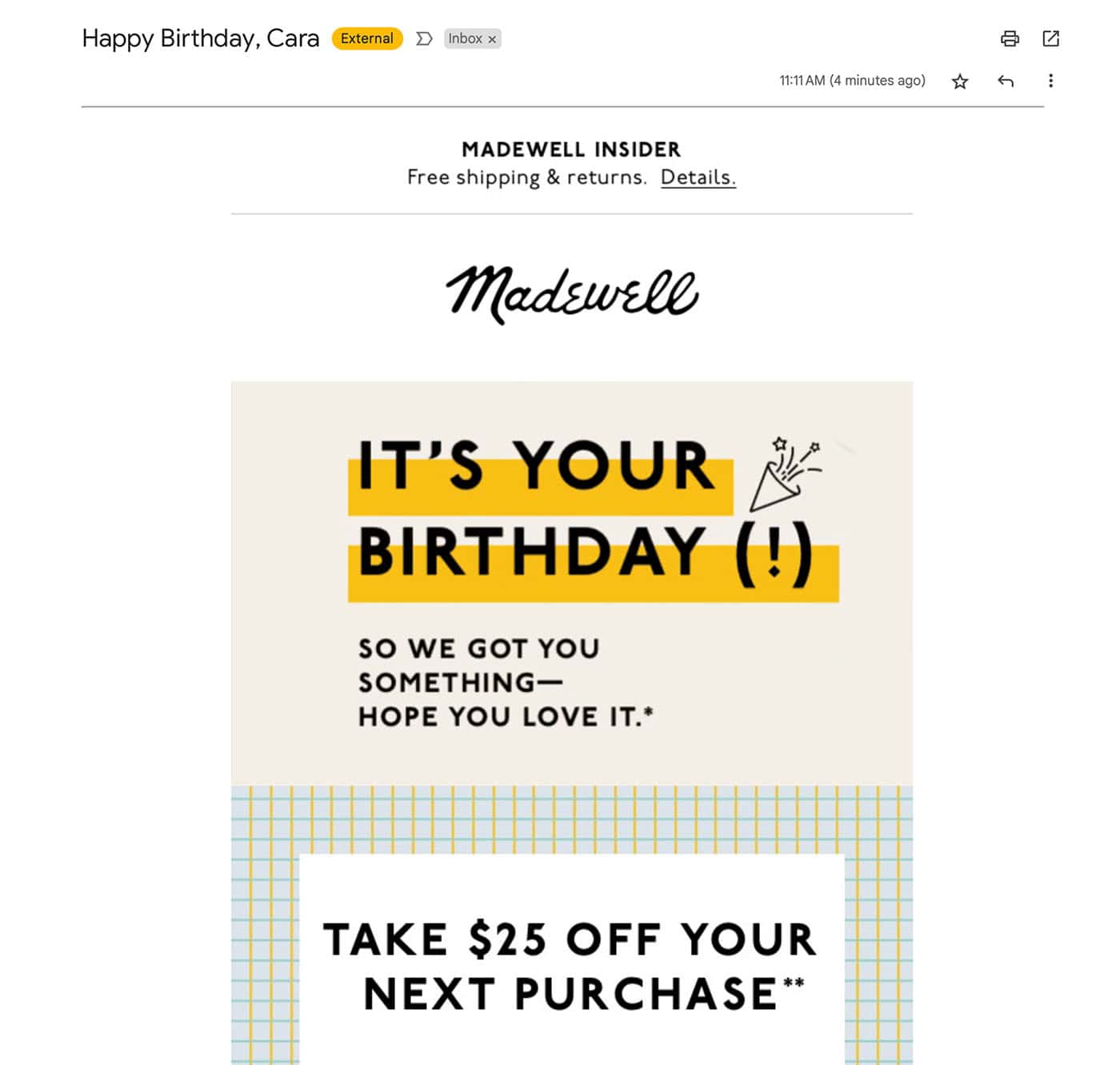 Example personalized email.