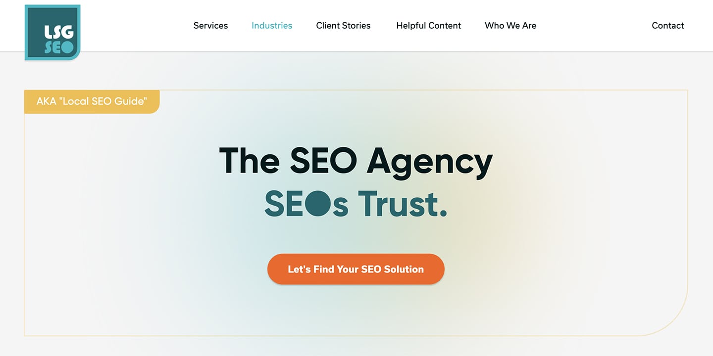 Screenshot of Local SEO Guide's landing page.