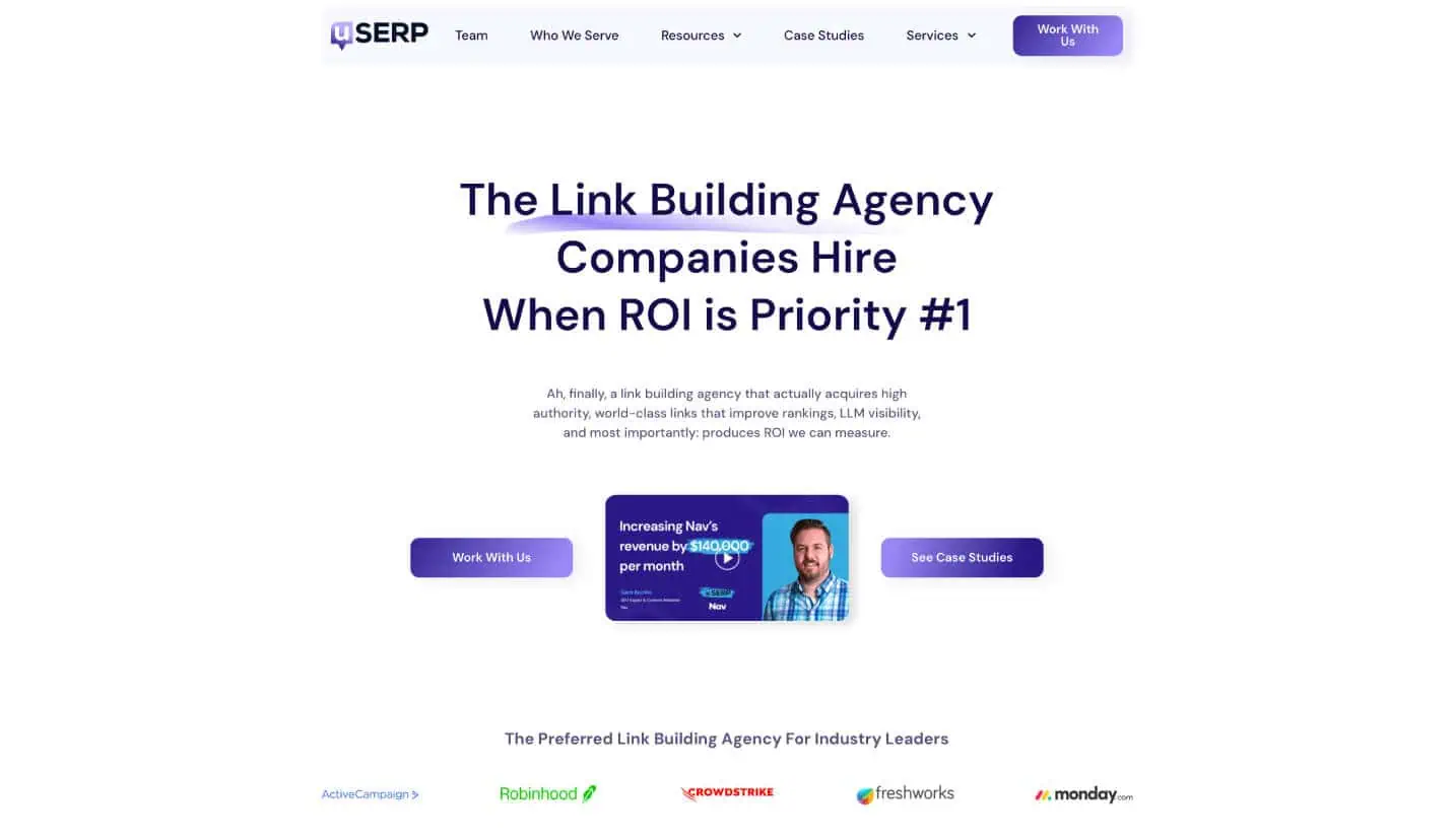 uSERP's website homepage.