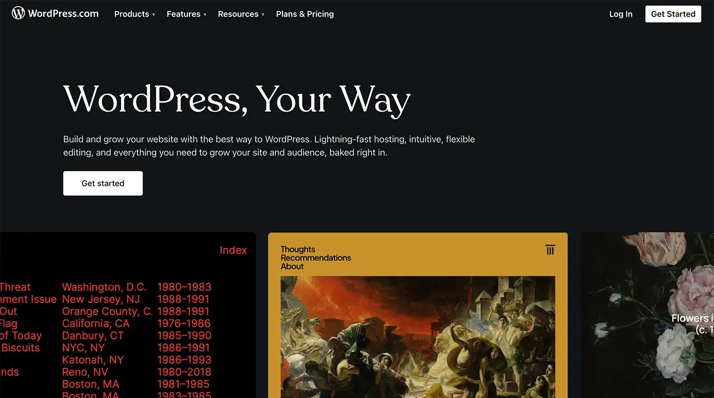 screenshot of wordpress homepage