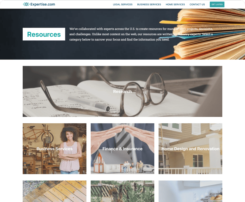 Screenshot of Expertise's blog hub before redesign