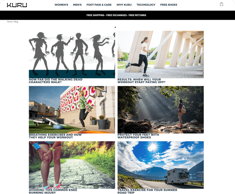 Screenshot of Kuru's blog hub before redesign