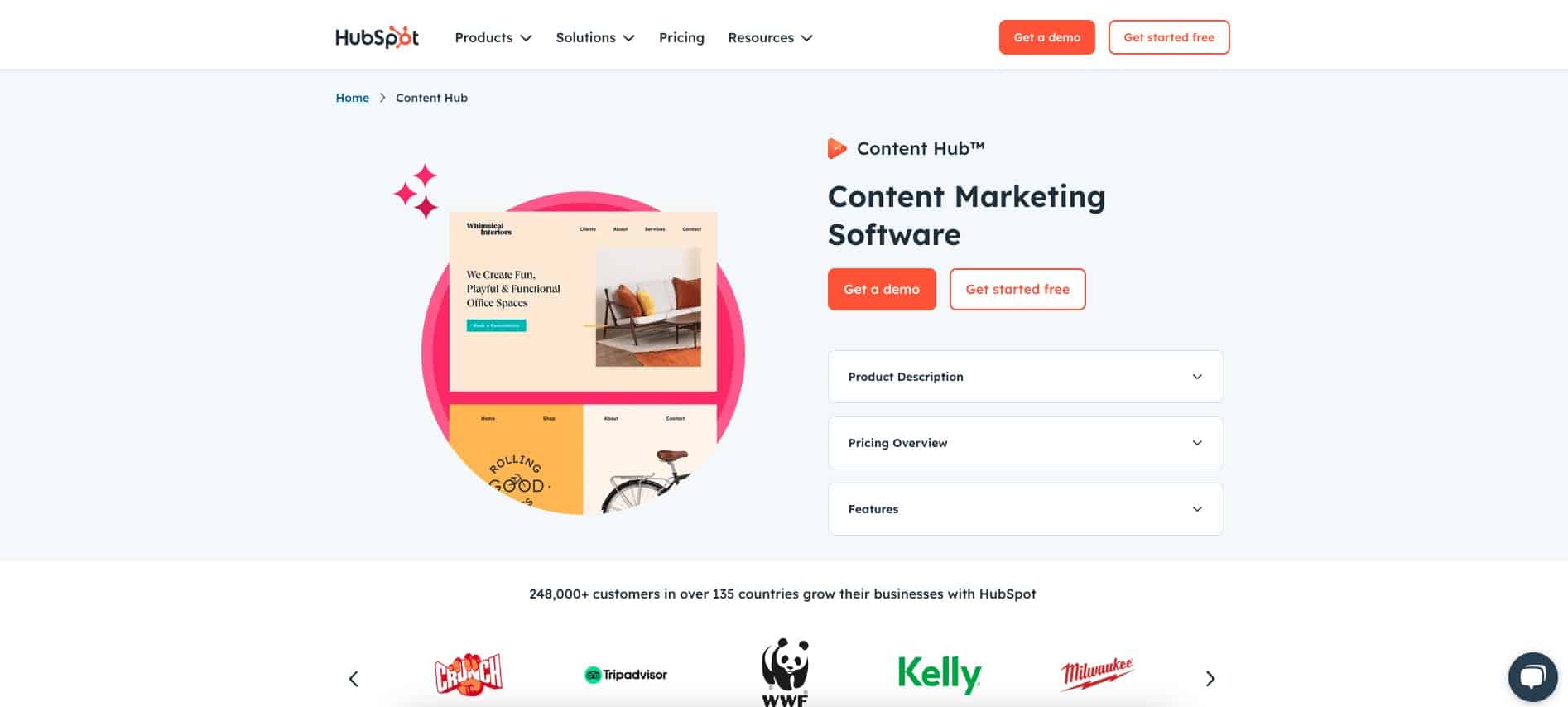 The HubSpot Content Hub homepage