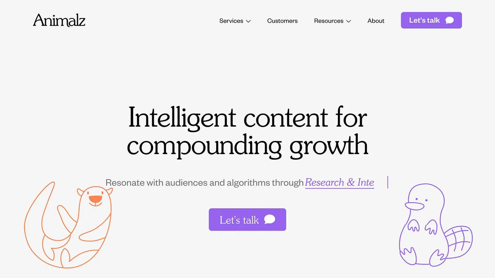 Screenshot of Animalz website
