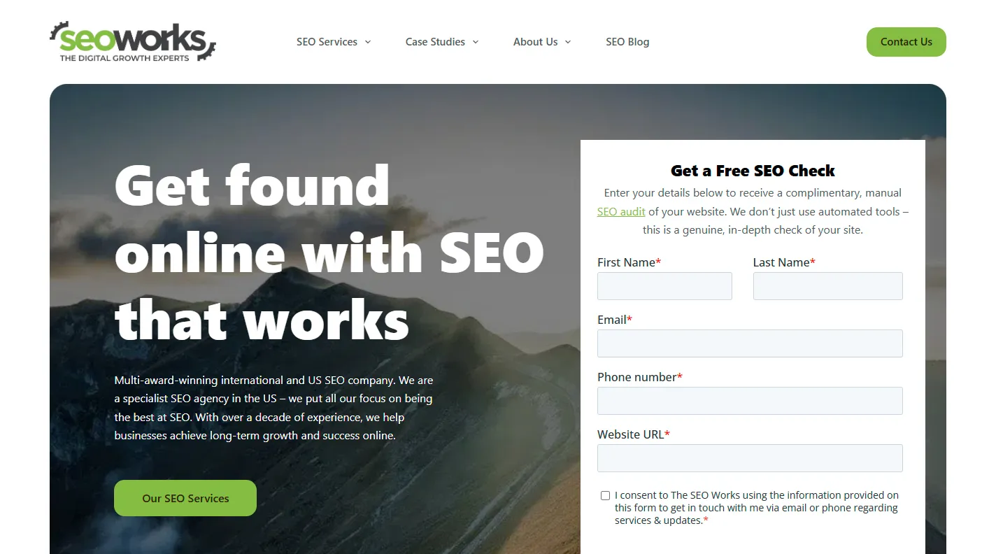 SEO Works homepage.